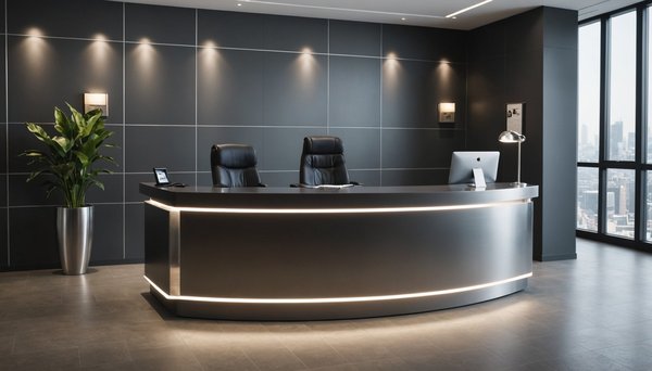 Comptoir d'accueil en métal : style et praticité réunis
